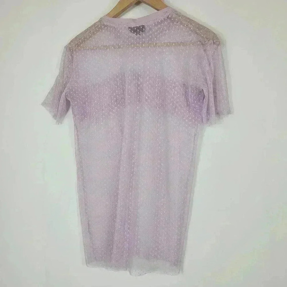 TOPSHOP women’s Lavender pastel purple Ruffled across Lace Sheer 4 or small - Picture 3 of 7